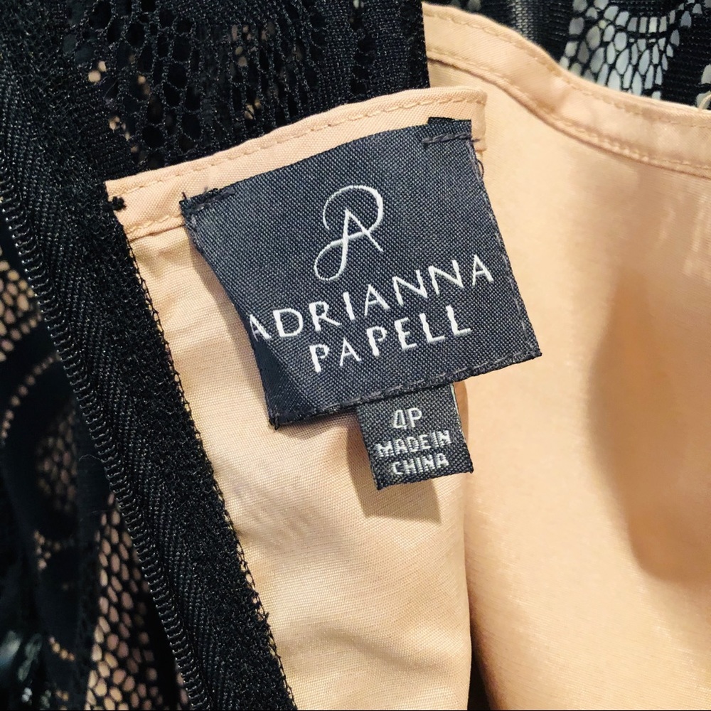Adrianna Papell Black Lace Sleeve Dress NWT 4P 12 - Picture 6 of 8